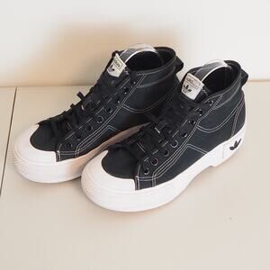 Adidas Nizza Trex Black and White Platform High Top Canvas Sneakers Women's 8.5
